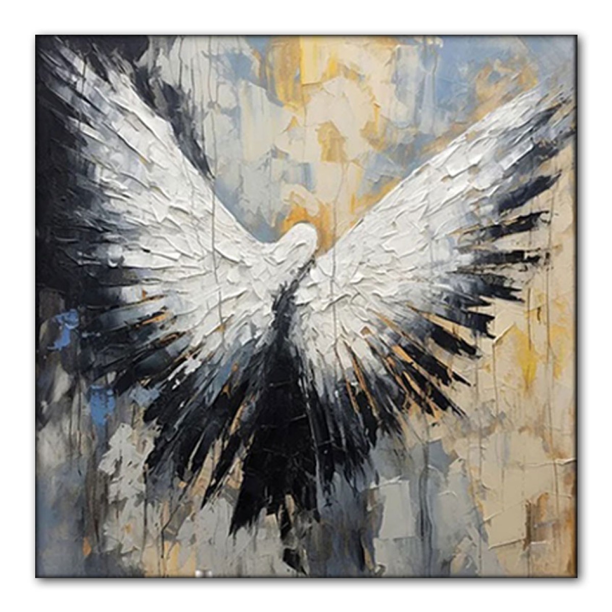 White Wings 3d Heavy Textured Partial Oil Painting